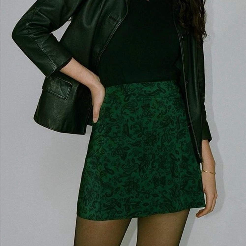 Realisation Par Dark Green Paisley Cookies Mini Skirt